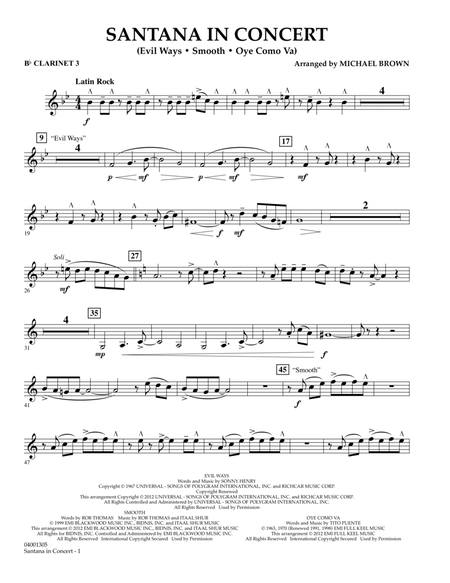 Santana In Concert - Bb Clarinet 3 by Santana B-Flat Clarinet - Digital Sheet Music