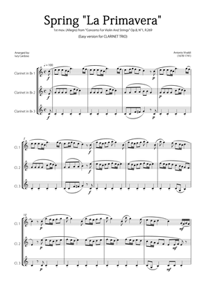 Book cover for "Spring" (La Primavera) by Vivaldi - Easy version for CLARINET TRIO