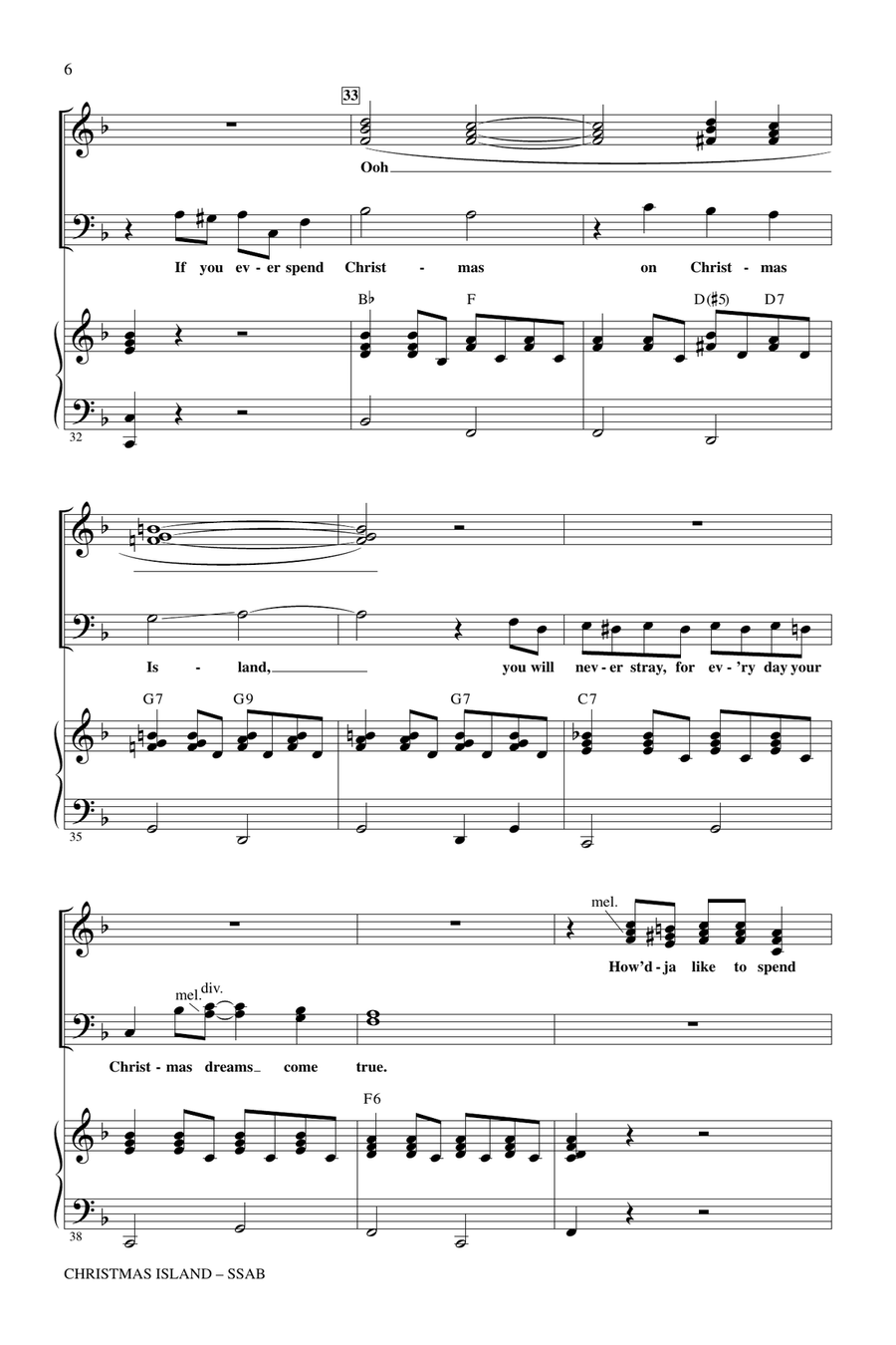 Christmas Island (arr. Alan Billingsley) 4-Part scores gallery preview page 5