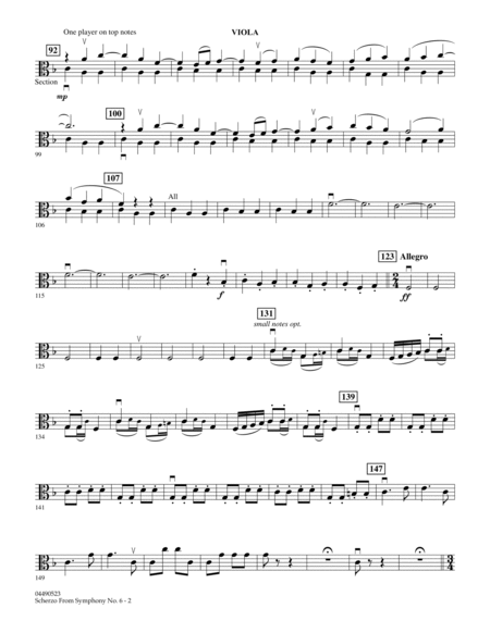 Scherzo (from Symphony No. 6) - Viola