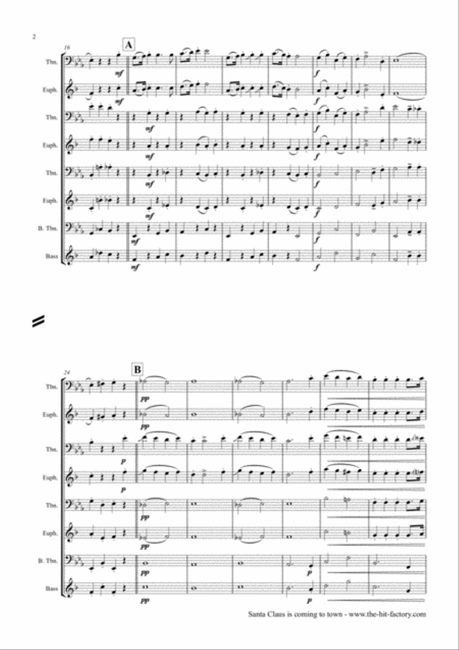 Santa Claus Is Comin' To Town Euphonium scores gallery preview page 2