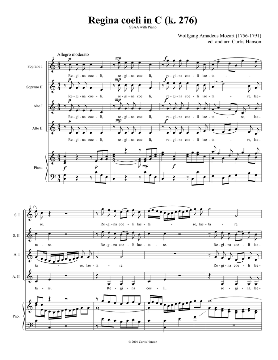 Regina Coeli in C (SSAA) SSAA scores gallery preview page 1