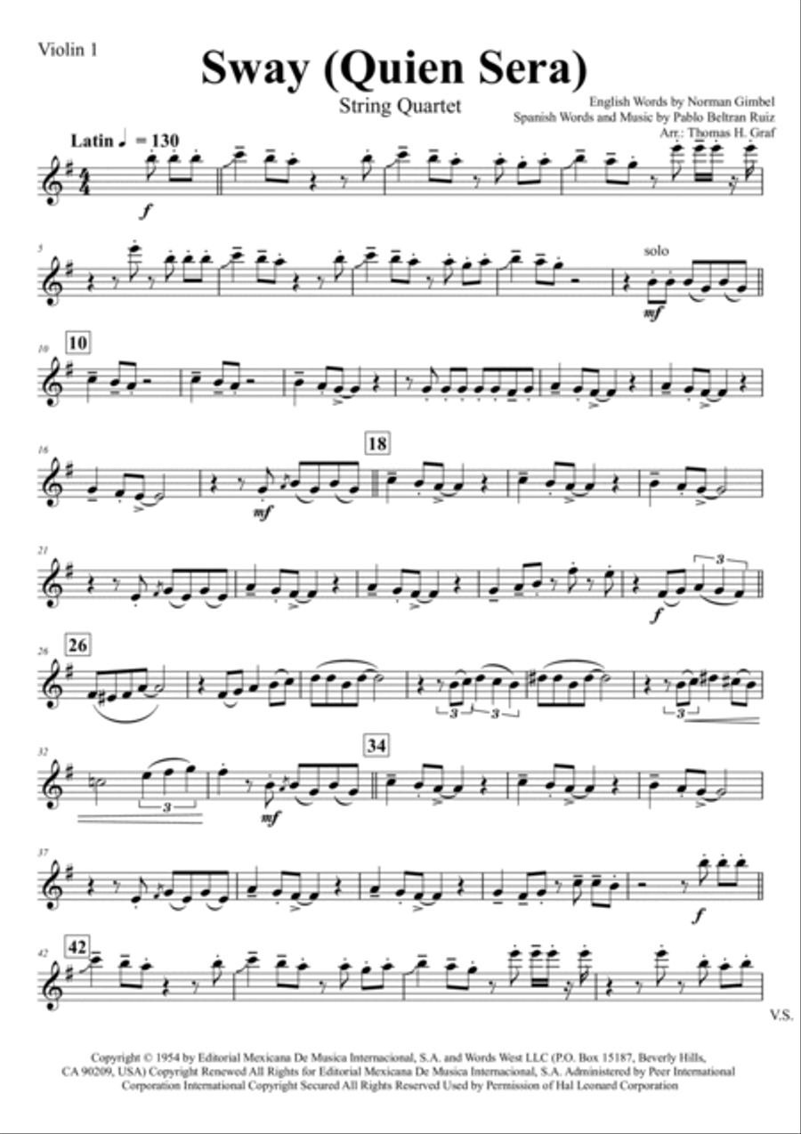 Sway (quien Sera) String Quartet scores gallery preview page 5