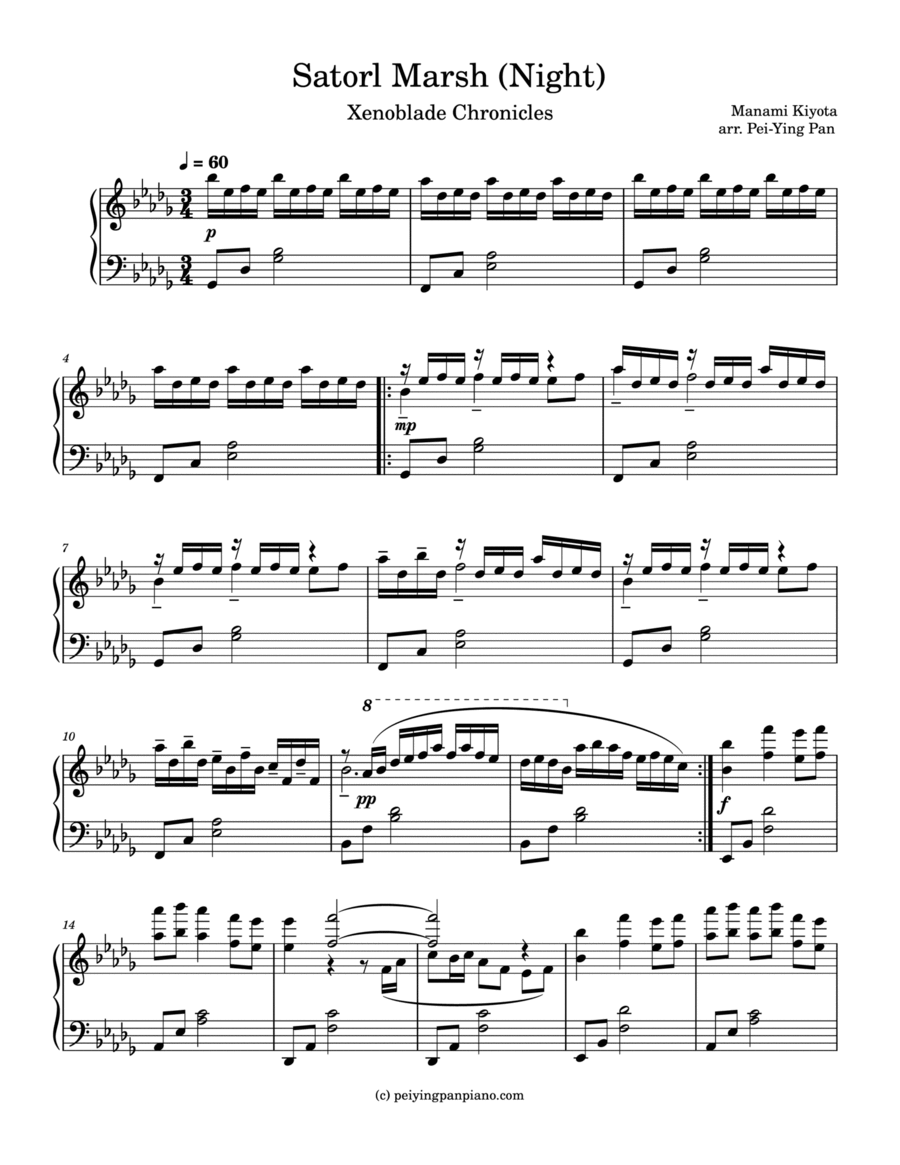 Xenoblade II - Where It All Began - Piano Solo scores gallery preview page 1