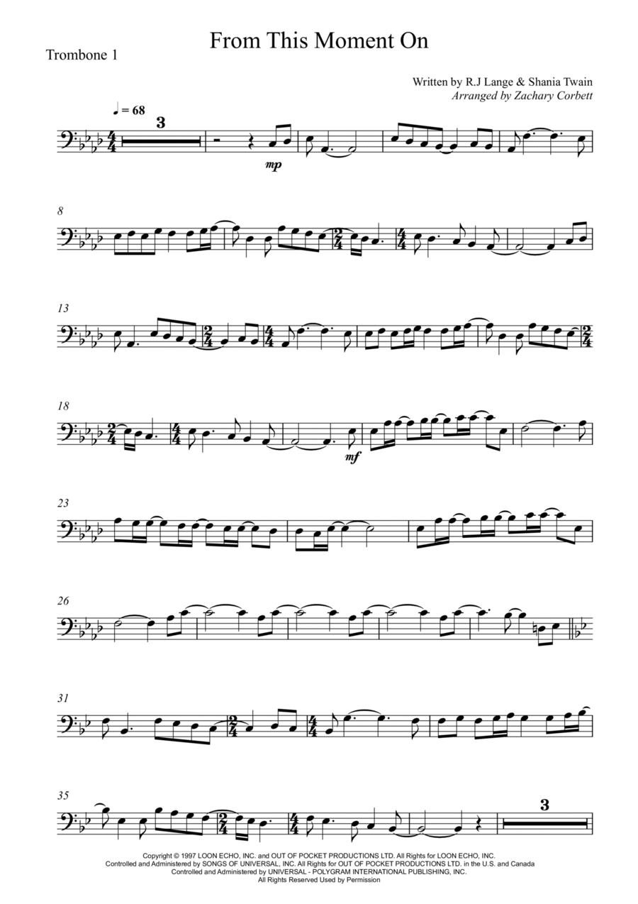 From This Moment On Trombone Solo scores gallery preview page 1