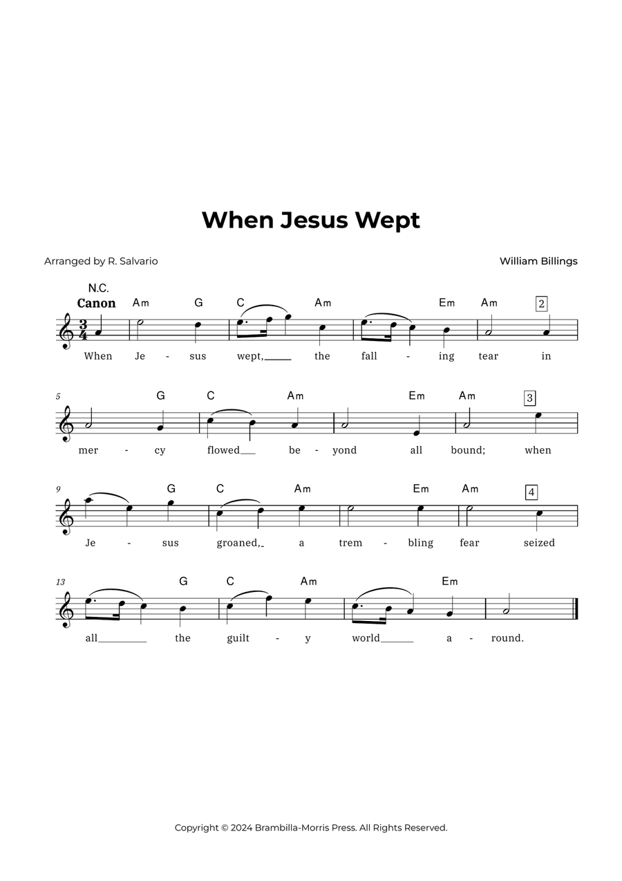 When Jesus Wept (Key of A Minor) Piano scores gallery preview page 1