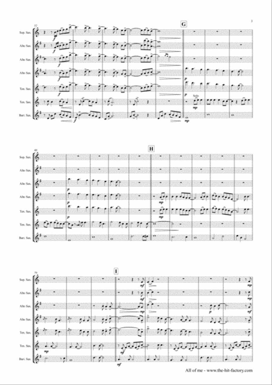 All Of Me Saxophone Quintet scores gallery preview page 3