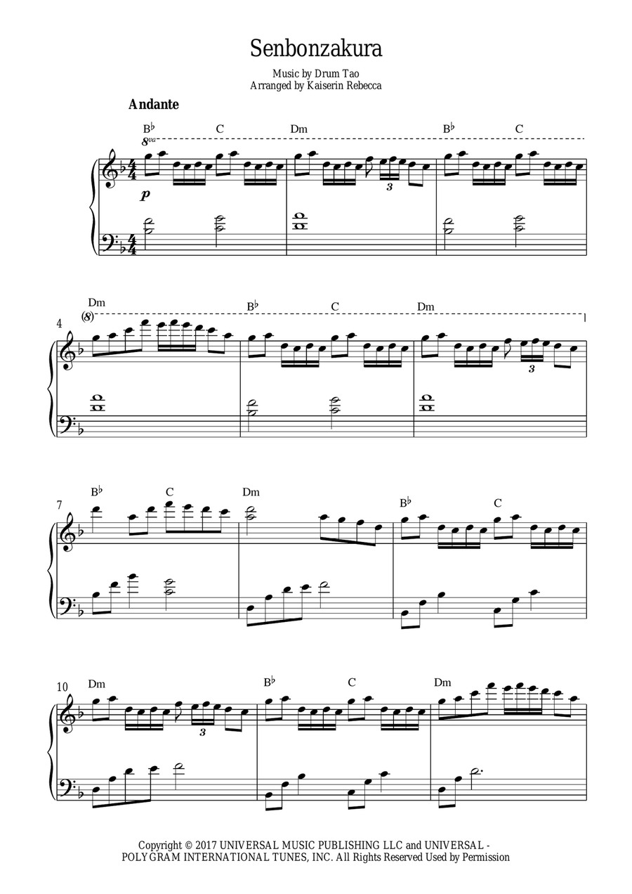 Senbonzakura Piano Method scores gallery preview page 1
