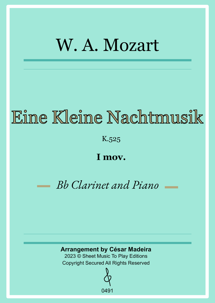 Eine Kleine Nachtmusik (1 mov.) - Bb Clarinet and Piano (Full Score) B-Flat Clarinet scores gallery preview page 1