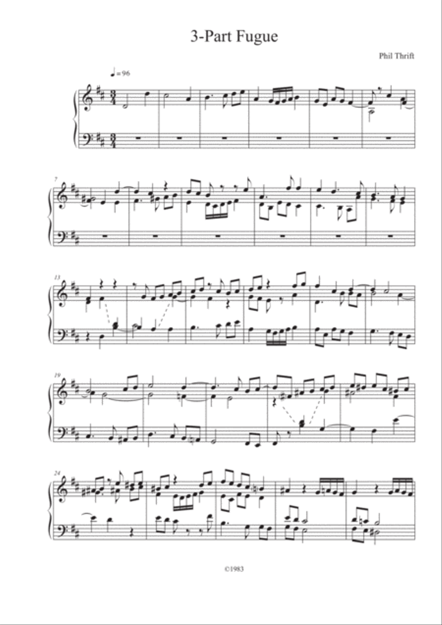 3-Part Fugue for Piano Piano Solo scores gallery preview page 1