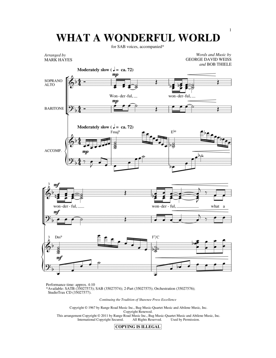 What A Wonderful World 3-Part scores gallery preview page 1