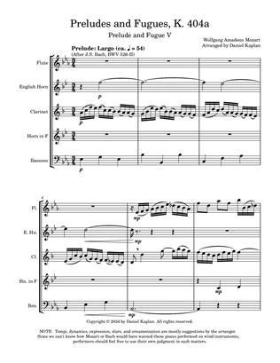 Mozart-Bach Prelude and Fugue V from K.404a (arranged for woodwind quintet)