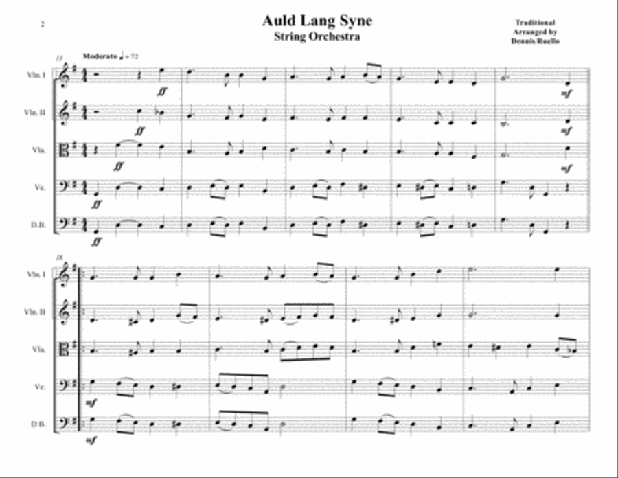 Happy Birthday / Auld Lang Syne - String Orchestra / String Quartet - Intermediate String Quartet scores gallery preview page 2