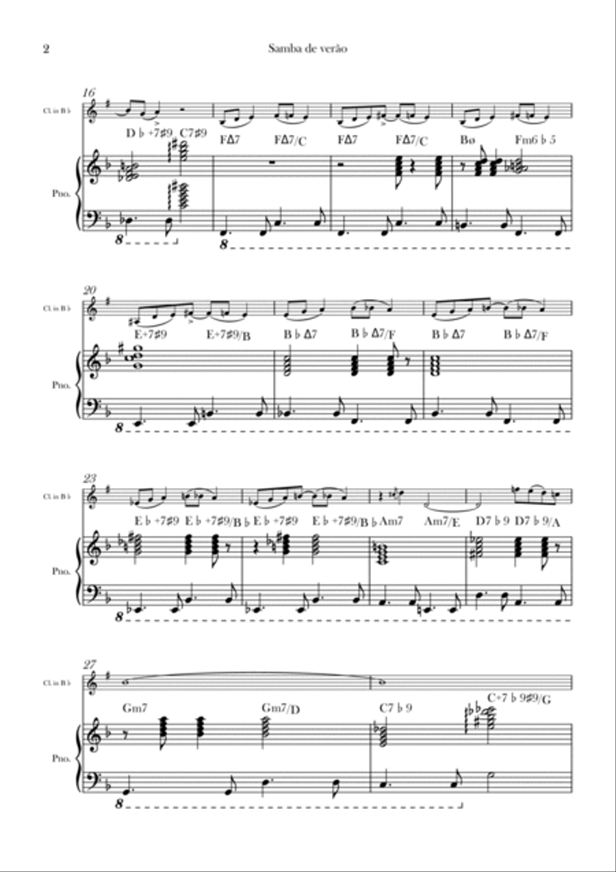 Summer Samba Summer Samba B-Flat Clarinet scores gallery preview page 2