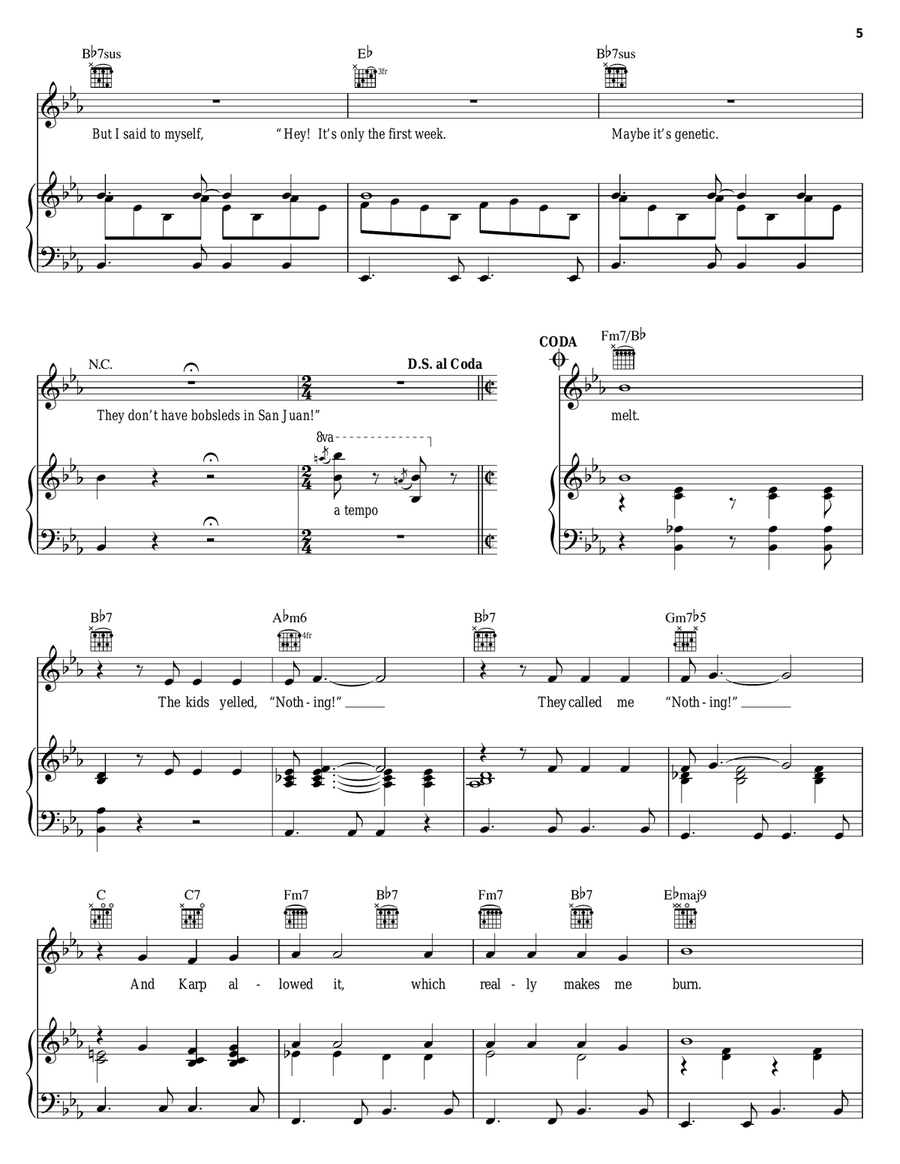 Nothing Piano, Vocal, Guitar scores gallery preview page 5
