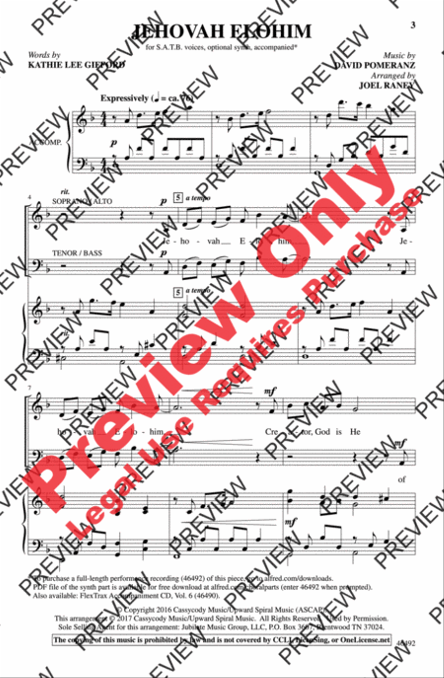 Jehovah Elohim 4-Part scores gallery preview page 3