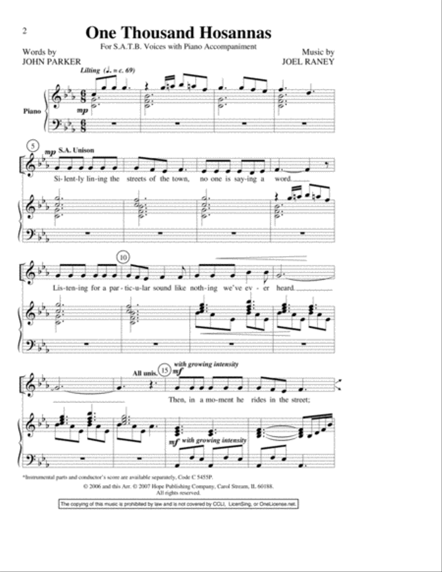 One Thousand Hosannas 4-Part scores gallery preview page 2