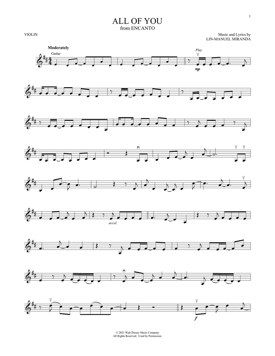 All Of You (from Encanto) Violin Solo scores gallery preview page 1