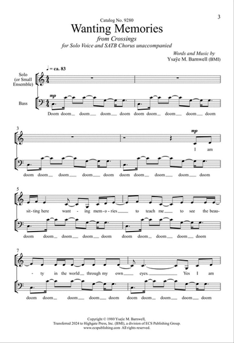 Wanting Memories Wanting Memories 4-Part scores gallery preview page 3