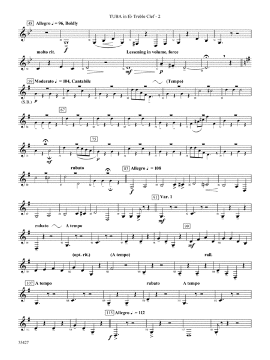 Fantasie Brillante: (World Part) E-flat Tuba T.C. Concert Band scores gallery preview page 2