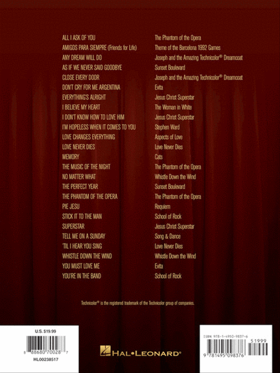 The Andrew Lloyd Webber Sheet Music Collection Piano, Vocal, Guitar scores gallery preview page 6