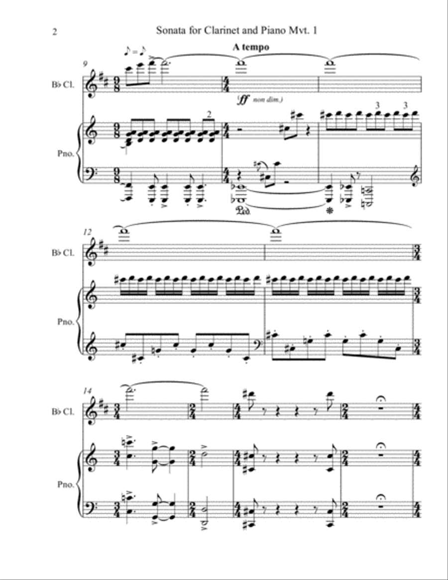 Sonata for Clarinet and Piano Chamber Music scores gallery preview page 2