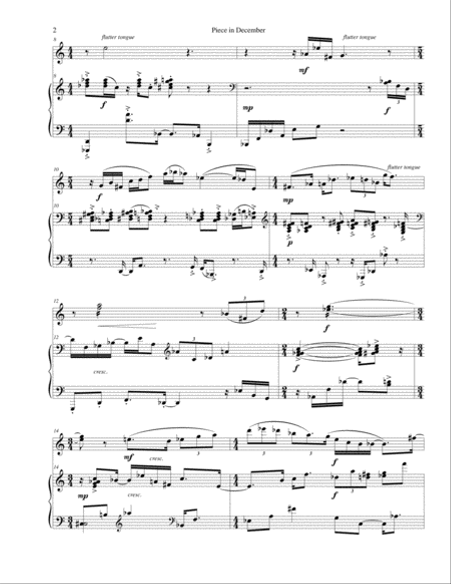 Piece in December: flute & piano Flute Solo scores gallery preview page 3