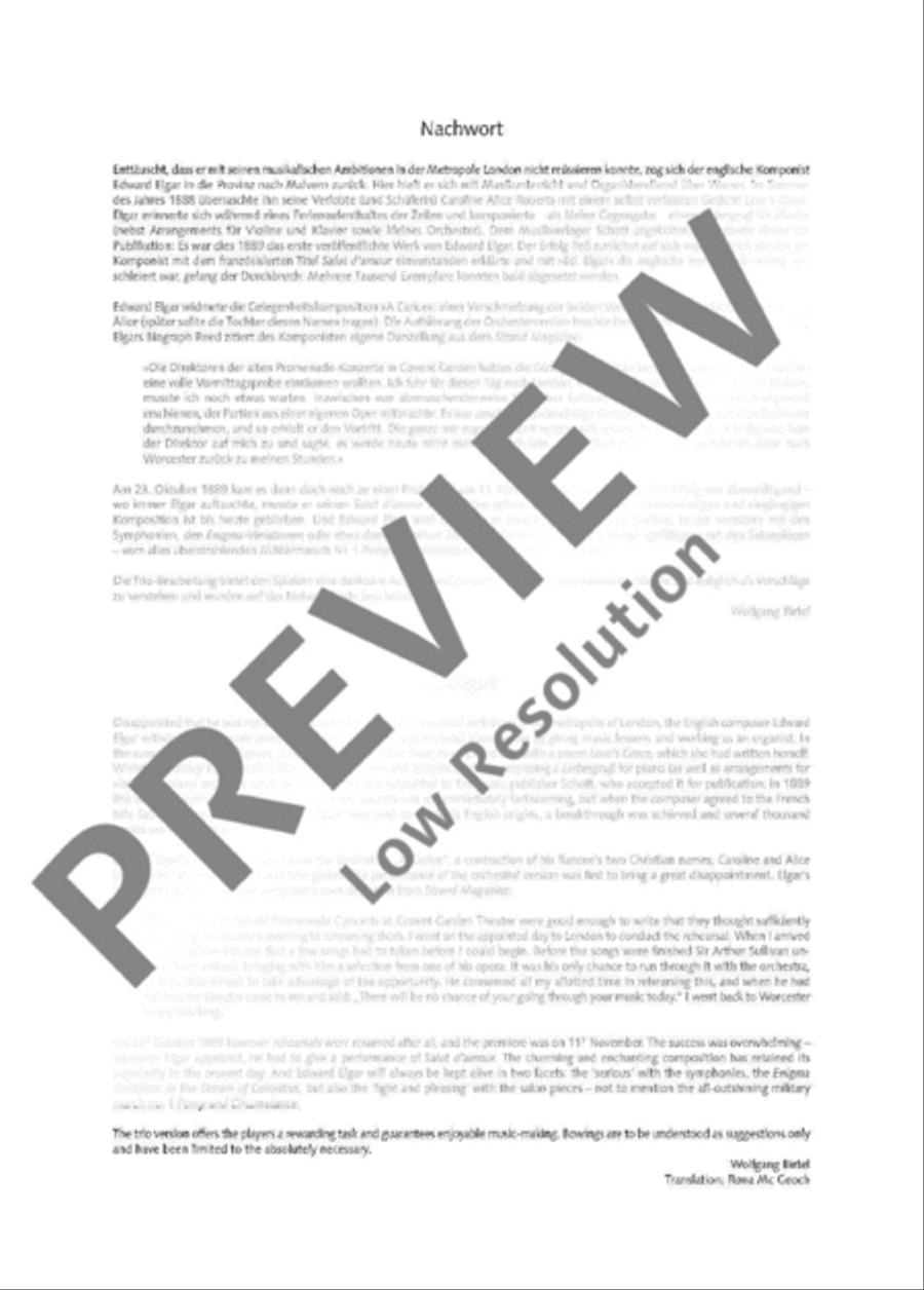 Salut d'amour D major String Trio scores gallery preview page 4