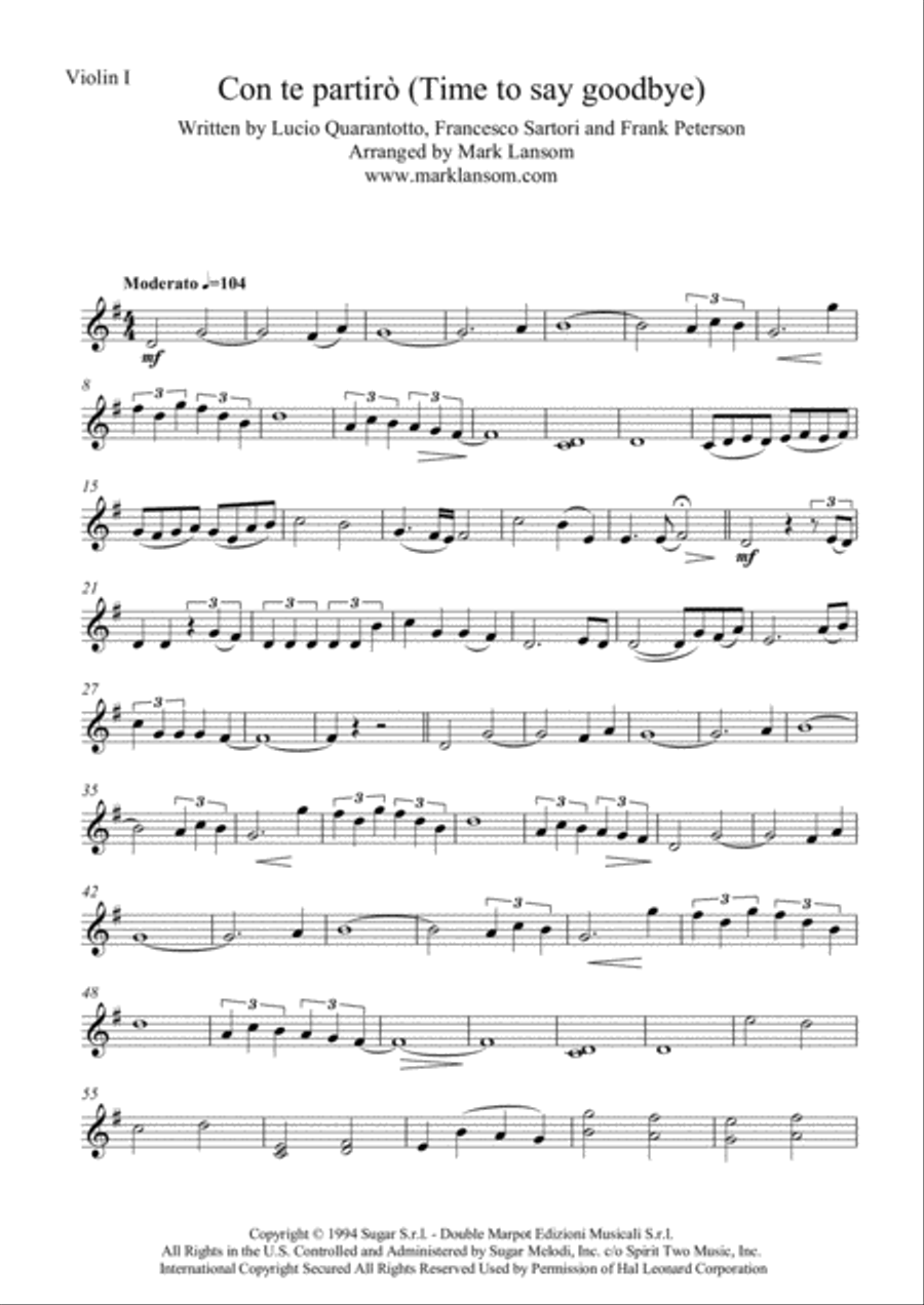 Time To Say Goodbye String Quartet scores gallery preview page 6
