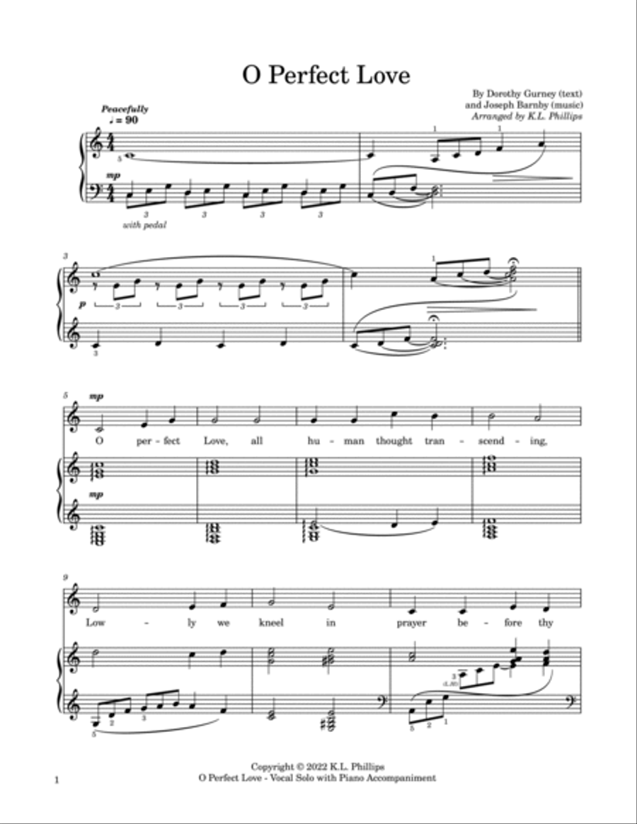 O Perfect Love (Wedding Hymn) - Vocal Solo with Piano Accompaniment Voice Solo scores gallery preview page 2