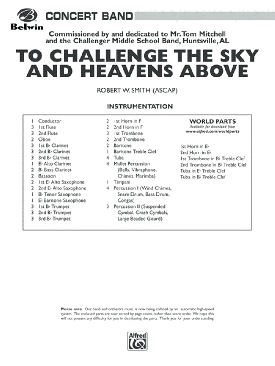 To Challenge the Sky and Heavens Above: Score Concert Band scores gallery preview page 1
