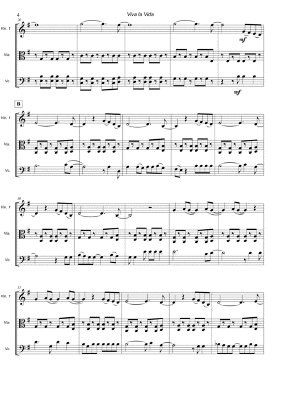 Viva La Vida String Trio scores gallery preview page 4