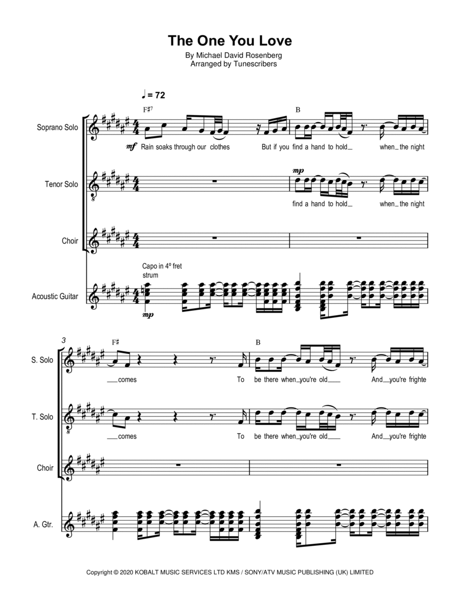 The One You Love Guitar Tablature scores gallery preview page 1