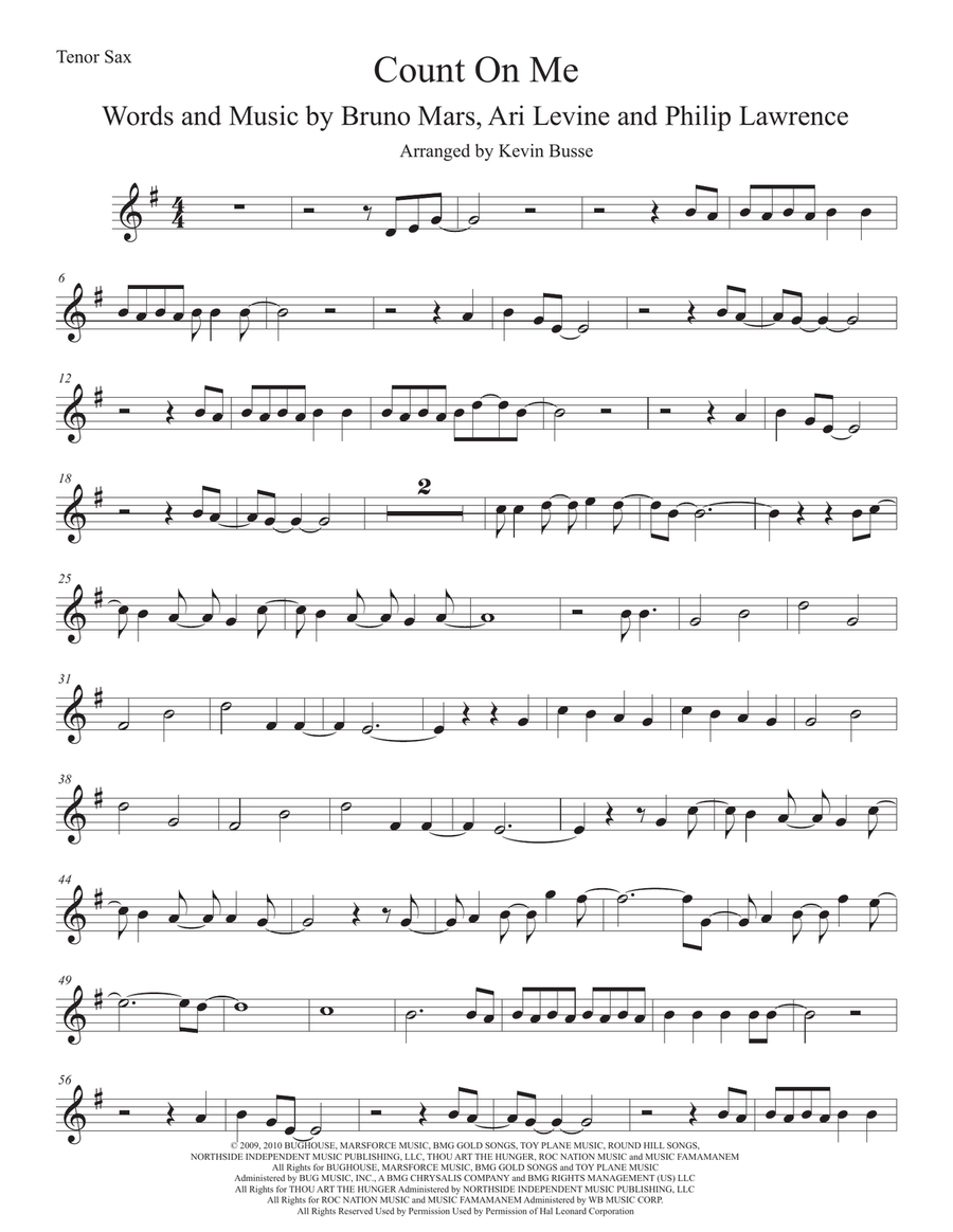 Count On Me Count On Me Tenor Saxophone scores gallery preview page 1