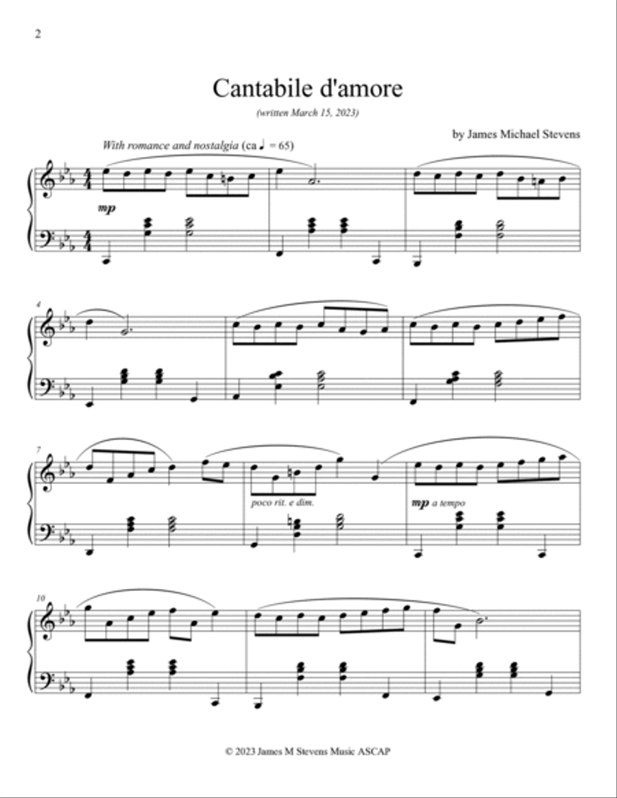 Cantabile d'amore Piano Solo scores gallery preview page 2