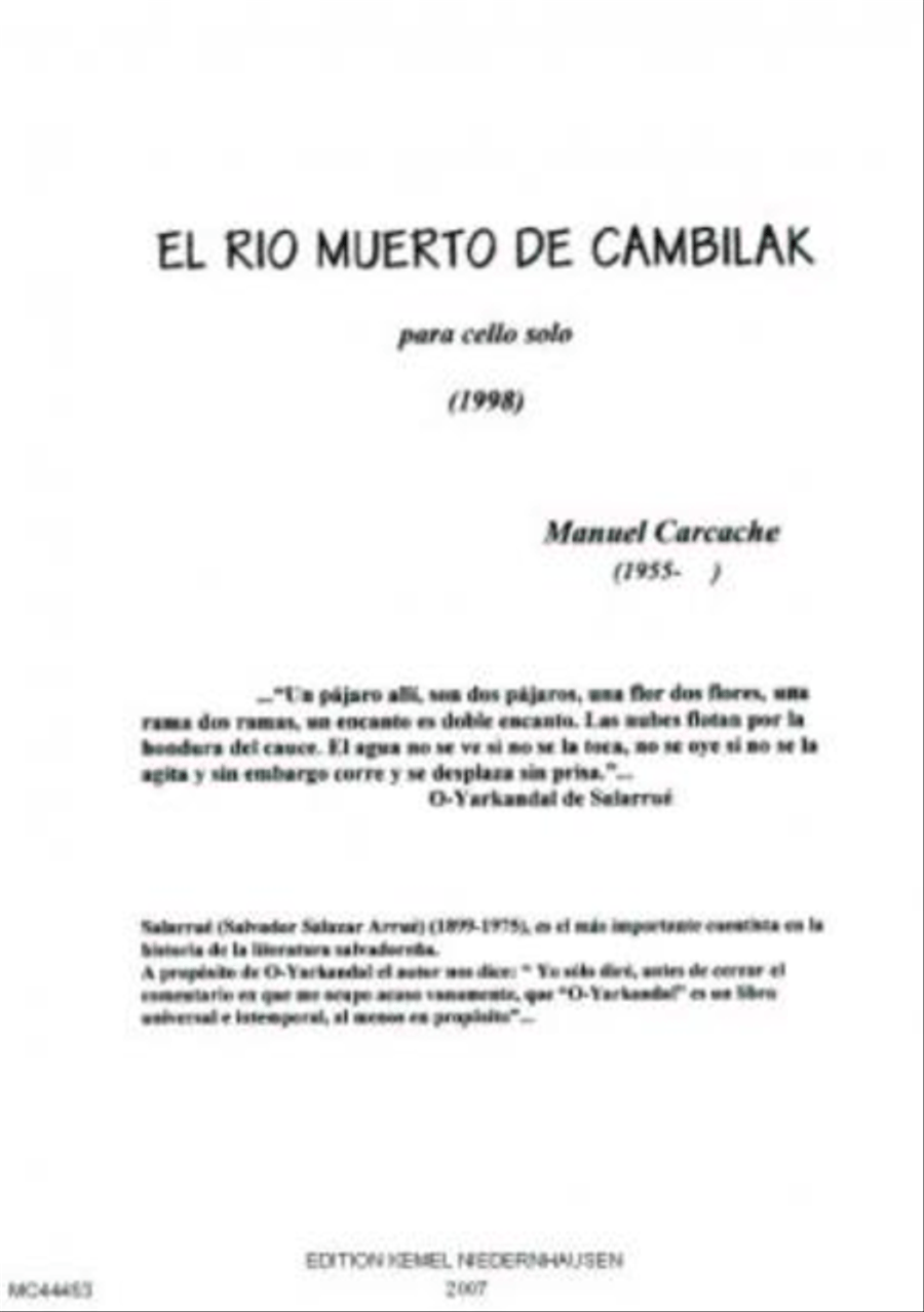 El rio muerto de Cambilak Cello Solo scores gallery preview page 1