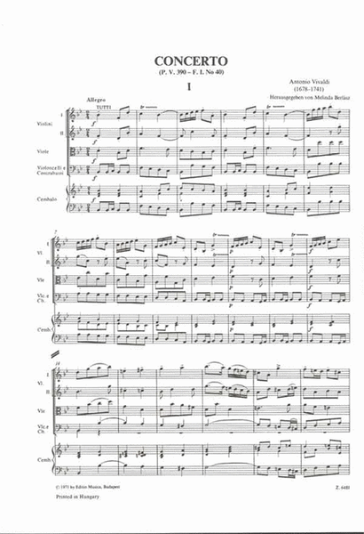 Concerto in Sib Maggiore per 2 Violini, Archi e BC
