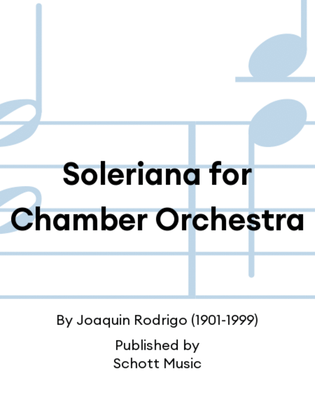Book cover for Soleriana for Chamber Orchestra