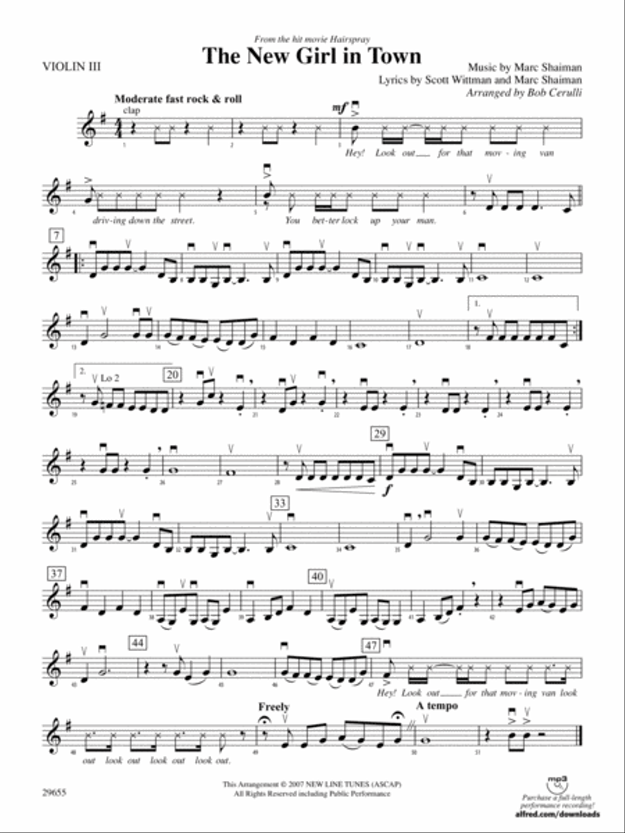 The New Girl in Town (from Hairspray): 3rd Violin (Viola [TC]) String Orchestra scores gallery preview page 1