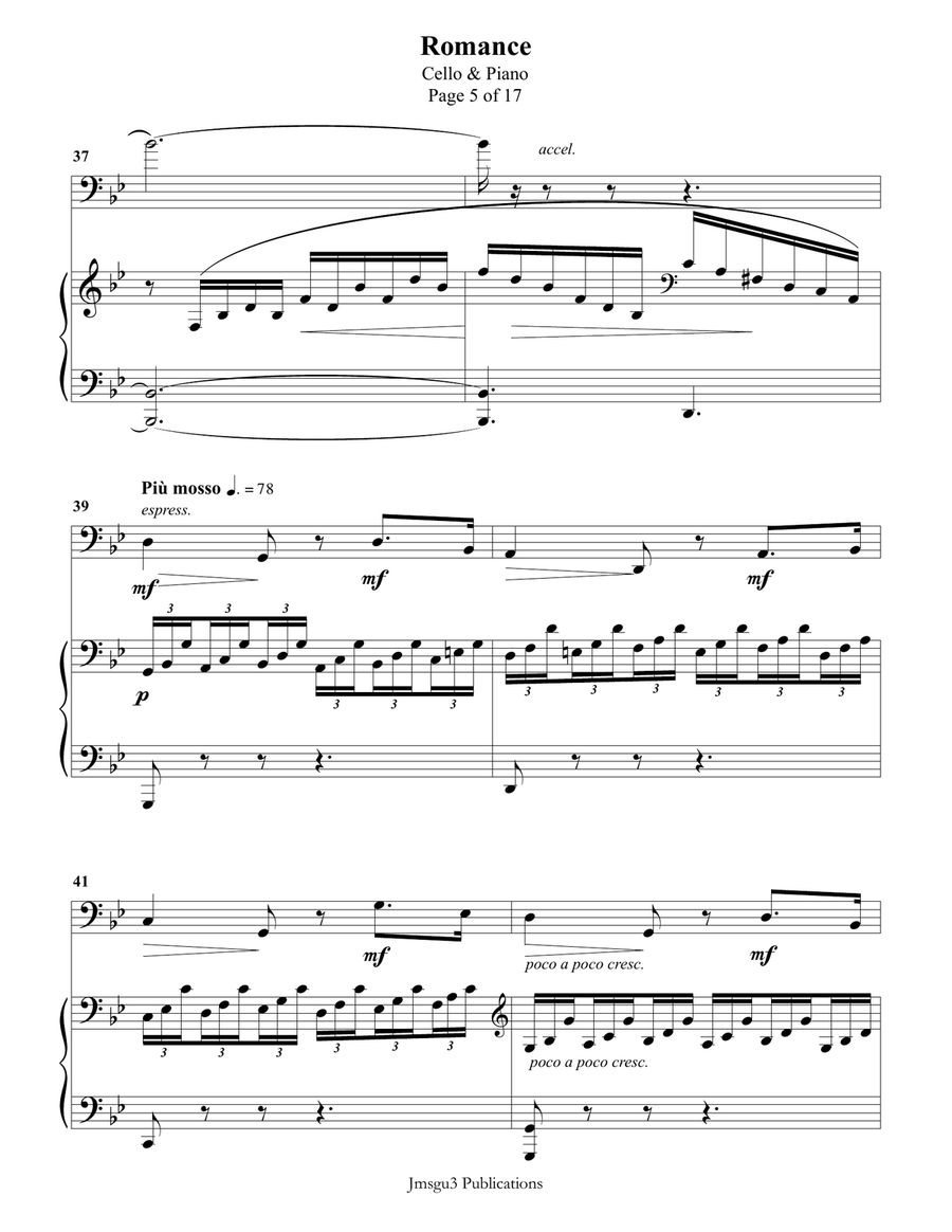 Fauré: Romance Op. 28 for Cello & Piano Piano scores gallery preview page 5