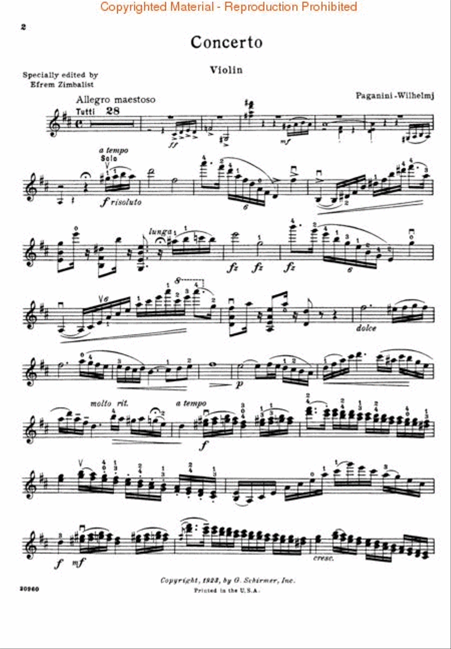 Violin Concerto No. 1 In D Major (First Movement) - Violin/Piano Orchestra scores gallery preview page 2
