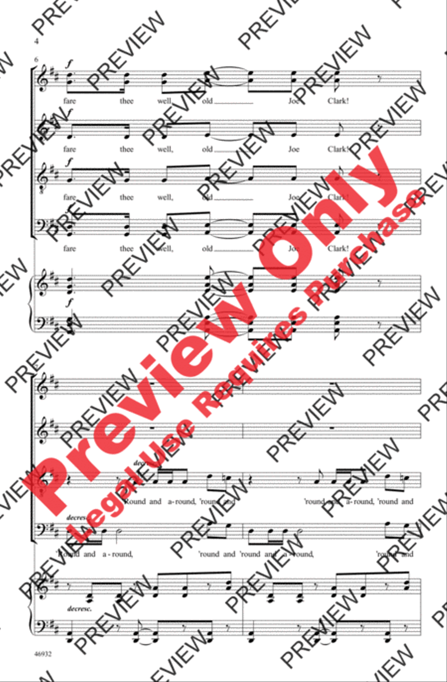 Old Joe Clark 4-Part scores gallery preview page 4