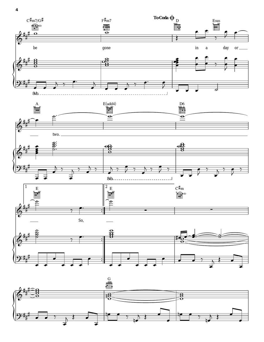Take On Me Piano, Vocal, Guitar scores gallery preview page 4