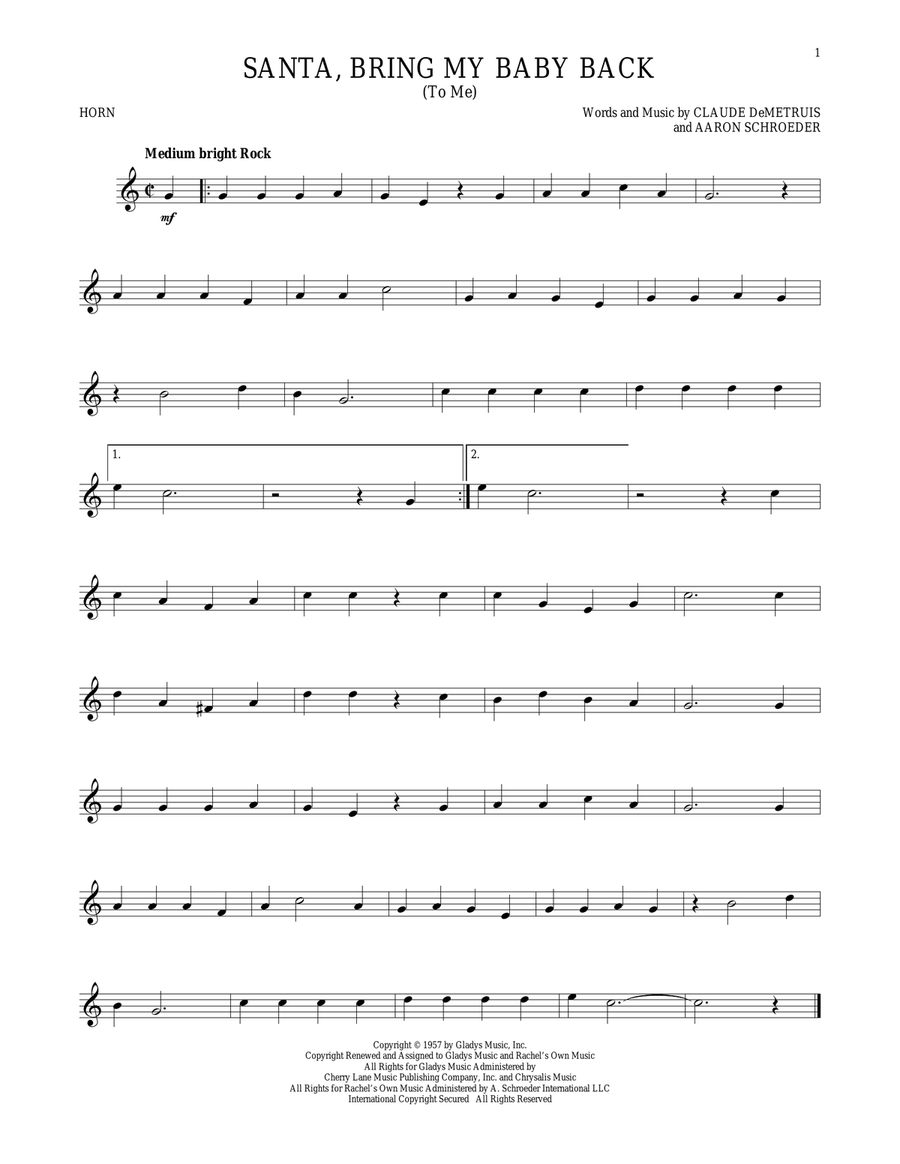 Santa, Bring My Baby Back (To Me) Horn Solo scores gallery preview page 1