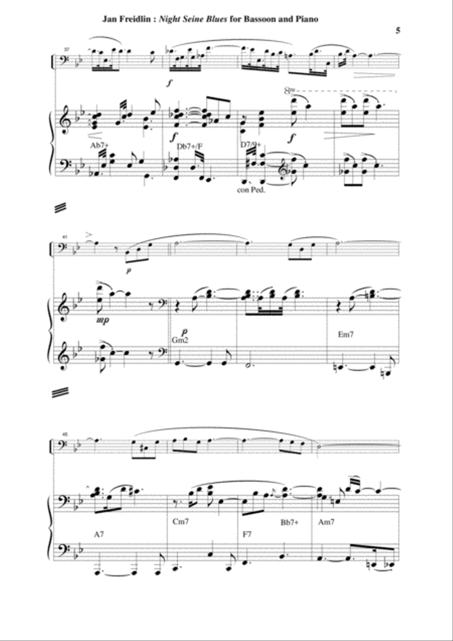 Jan Freidlin: Night Seine Blues for bassoon and piano Bassoon Solo scores gallery preview page 5