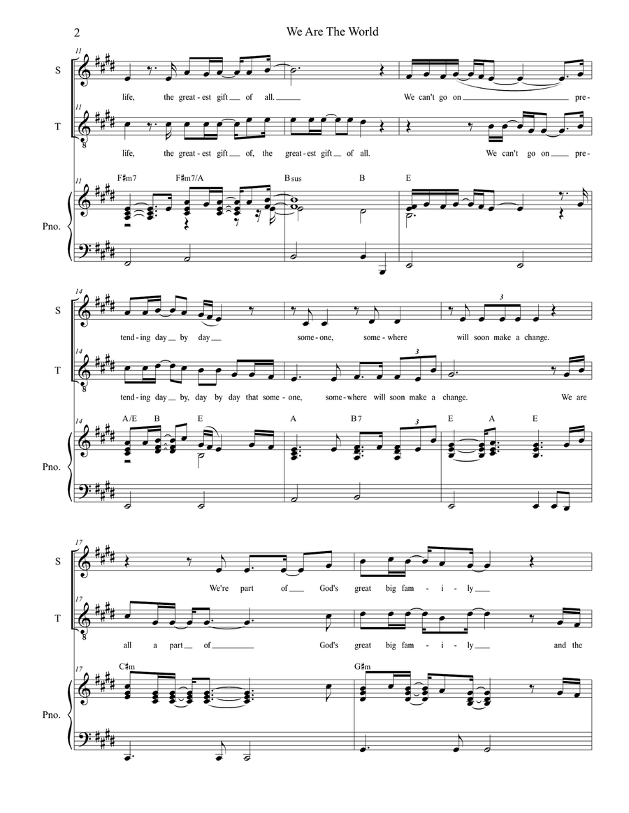 We Are The World Tenor Voice scores gallery preview page 2