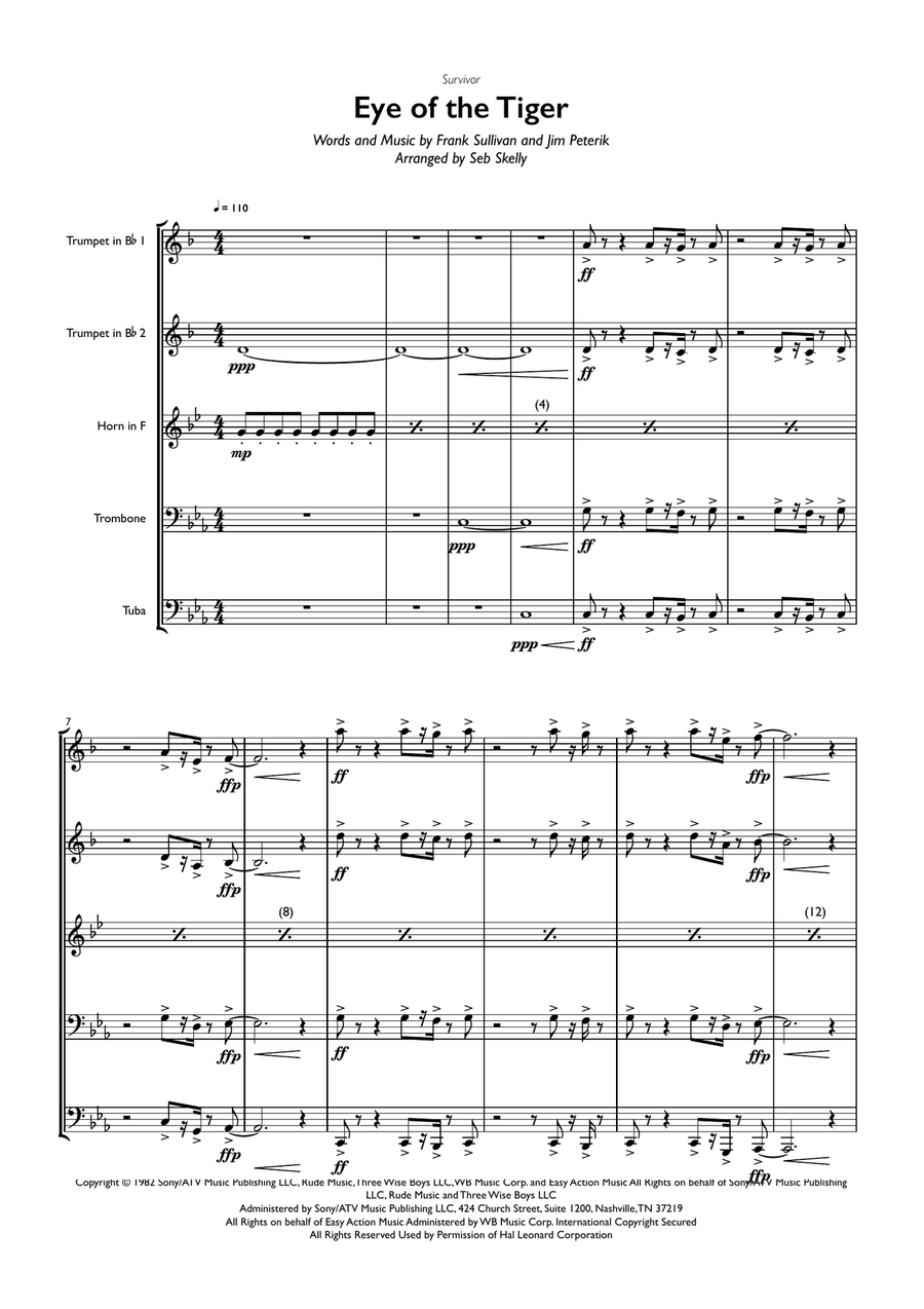 Eye Of The Tiger Brass Ensemble scores gallery preview page 1
