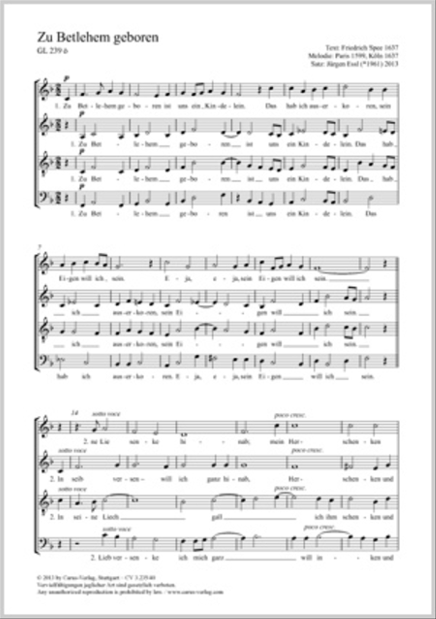 Zu Bethlehem geboren Zu Bethlehem geboren 4-Part scores gallery preview page 1