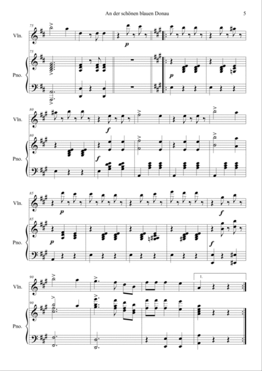 An der Schonen Blauen Donau, Op. 314 Violin Solo scores gallery preview page 5