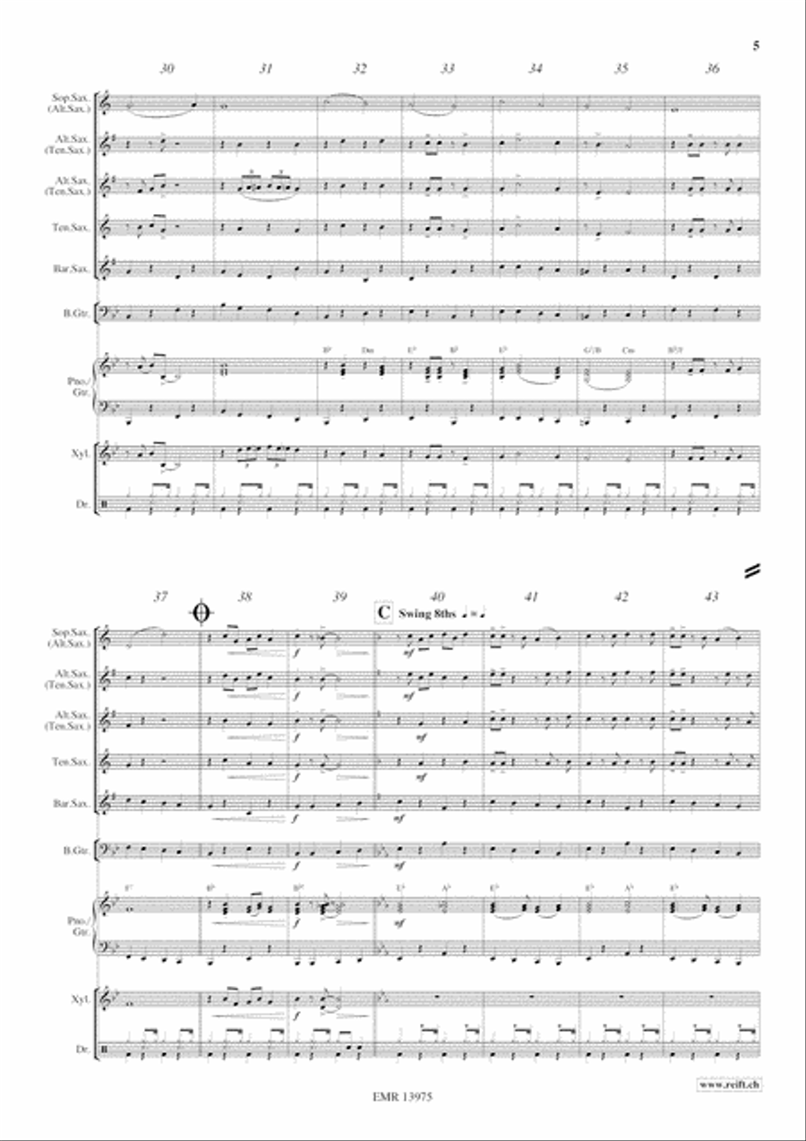 Christmas Swing Christmas Swing Saxophone Quintet scores gallery preview page 6